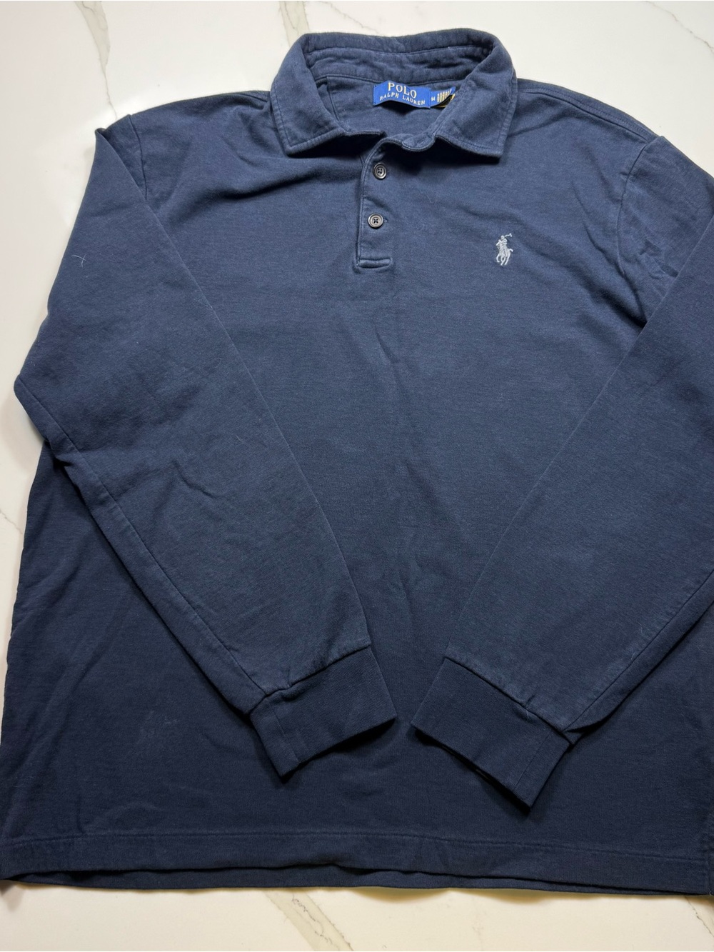 Ralph Lauren Navy Long-Sleeve Polo Shirt with Embroidered Pony